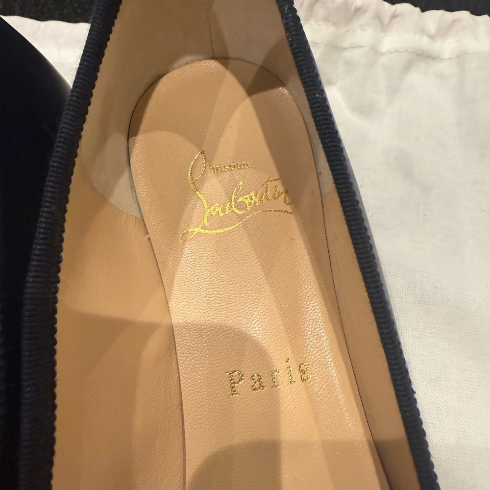 Christian Louboutin Women's Navy Pointed Flats - Picture 5 of 6